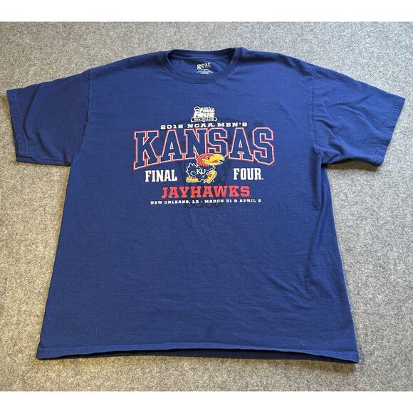 2 Kansas Jayhawks Tshirts Red Starter and Blue 2012 Final Four SZ L - Picture 3 of 16